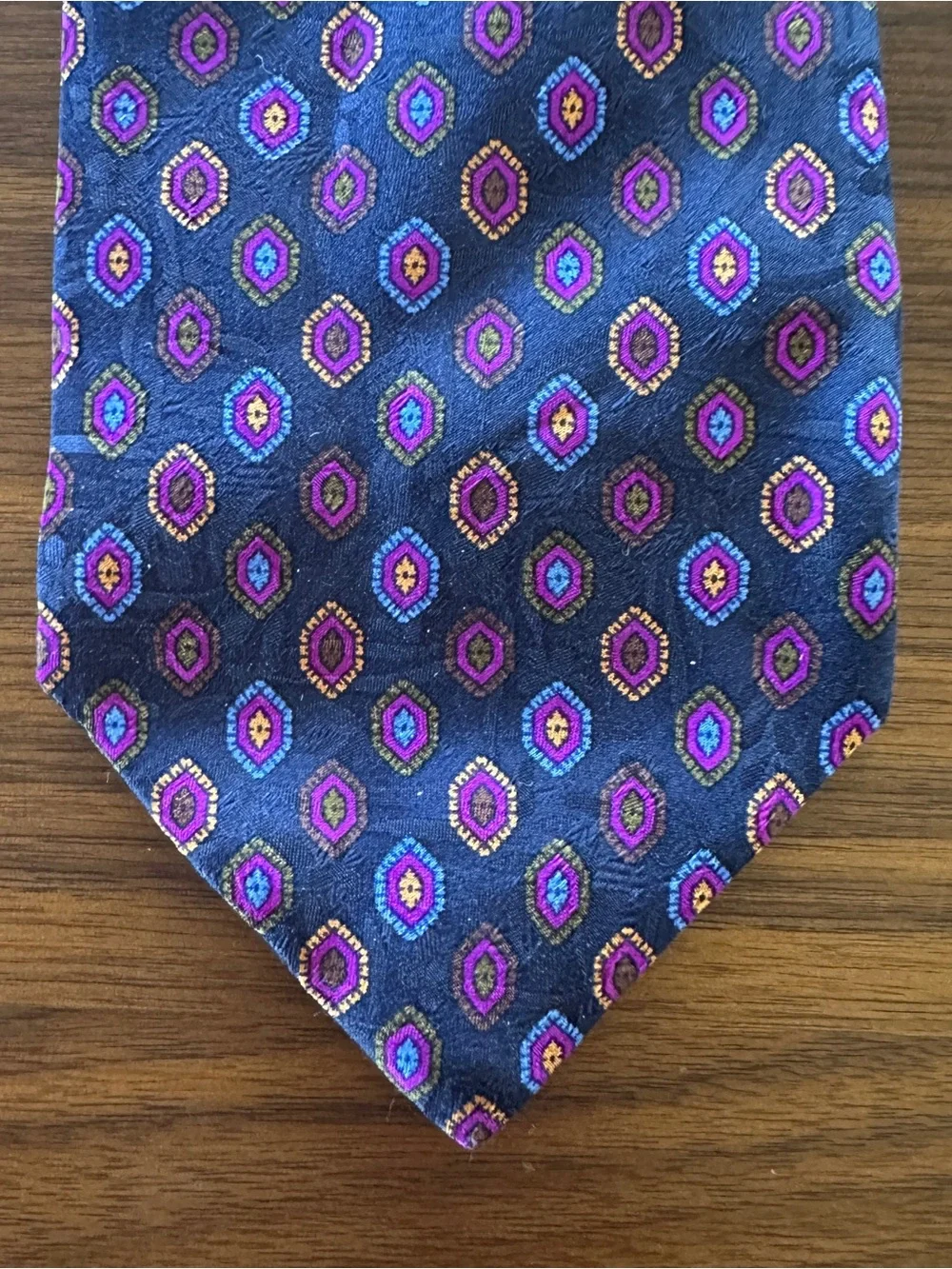 Stefano Ricci Navy Tie with Purple, Blue & Gold Medallions